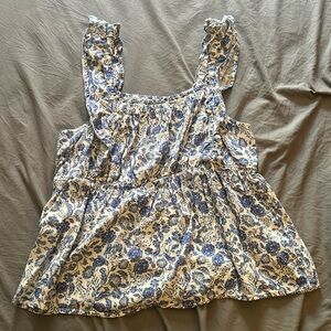 White flower print women’s top